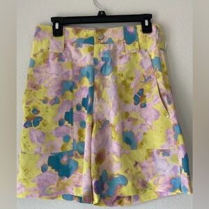 $795 Stella McCartney 100% Silk WATERCOLOR Floral Shorts Sz 40